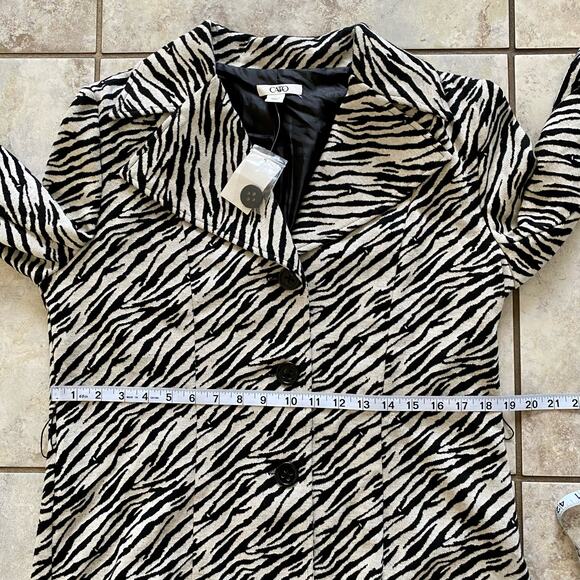 Cato Jacket Blazer Zebra Striped Button Up Animal Print Safari Size Large NWT - Picture 8 of 14